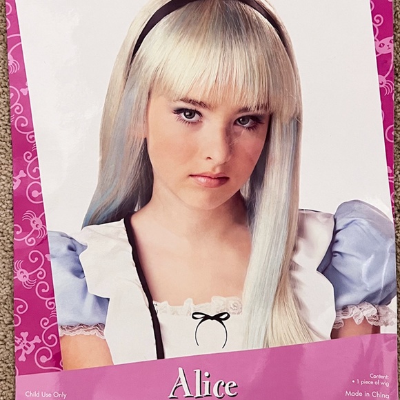 Alice in Wonderland Edgy Goth Tween Halloween Costume WITH WIG Kids 12/14 - Picture 3 of 4